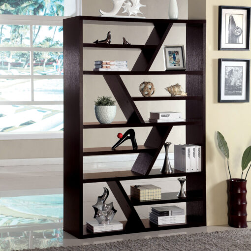 Kamloo Contemporary Solid Wood Espresso Display Shelf