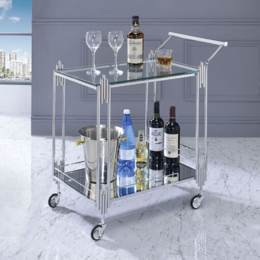 Ebba Contemporary Chrome Serving Cart