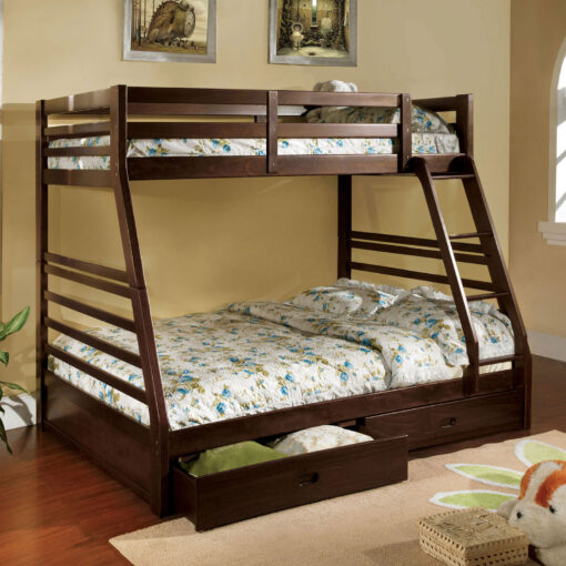 California Transitional Solid Wood Bunk Bed w/ 2 Drawers - Image 2