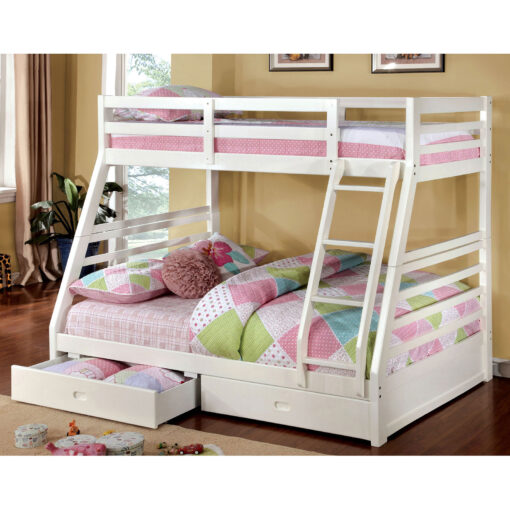 California Transitional Solid Wood Bunk Bed w/ 2 Drawers - Image 4