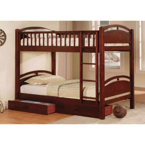 California Transitional Solid Wood Bunk Bed w/ 2 Drawers - Image 5