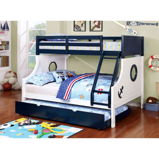 Nautia Novelty Solid Wood Blue/White Twin/Full Bunk Bed