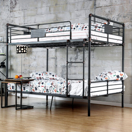 Olga Industrial Metal Antique Black Bunk Bed - Image 3