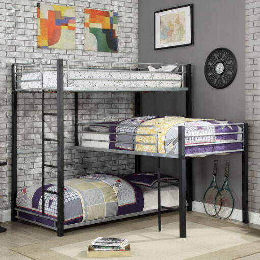 Aubrey Contemporary Sand Black Twin Triple Decker Bed