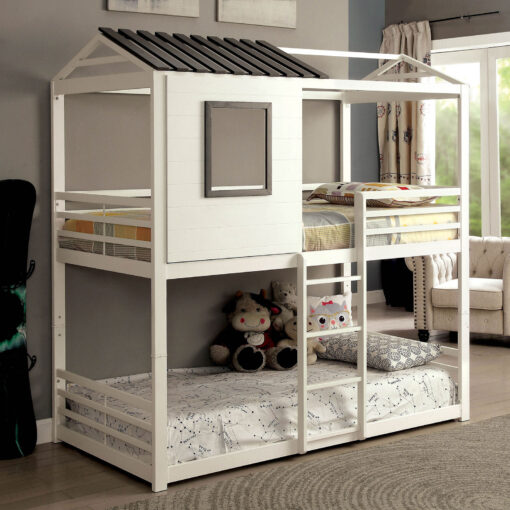 Stockholm Novelty White/Gun Metal Twin/Twin Bunk Bed