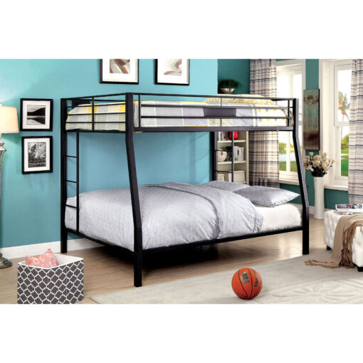 Claren Contemporary Metal Black Bunk Bed