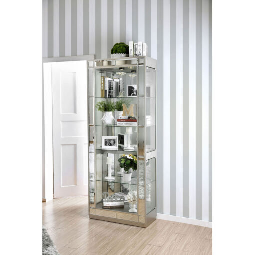 Carrollton Contemporary Chrome Curio Cabinet