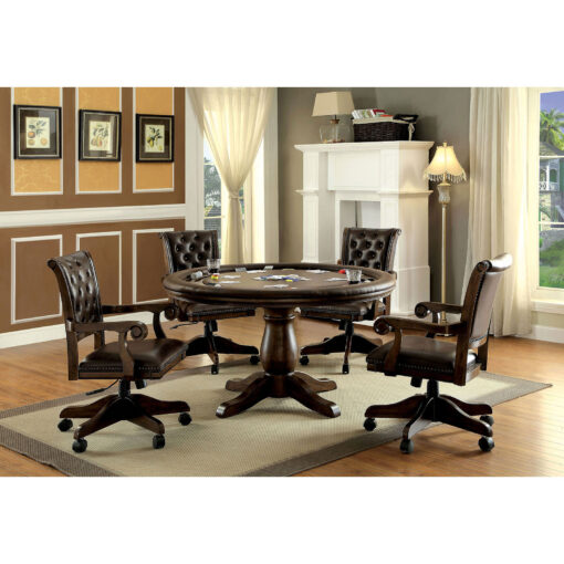 Kalia Transitional Solid Wood Brown 5 Piece Dining Table Set