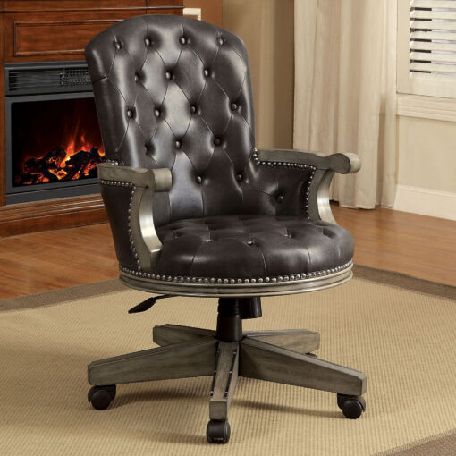 Yelena Transitional Gray/Black Height-Adjustable Arm Chair