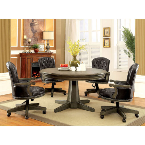 Yelena Transitional Gray/Black 5 Piece Dining Table Set