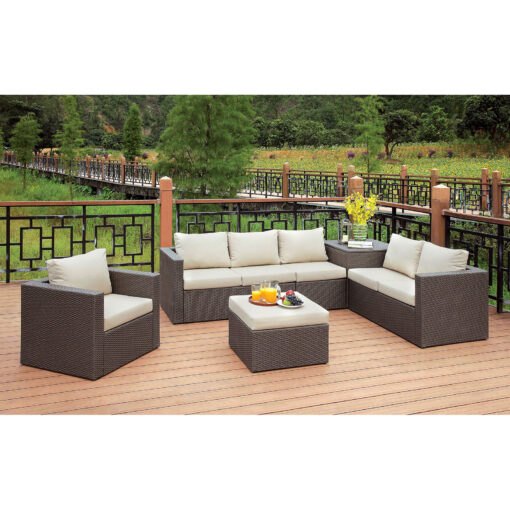 Davina Contemporary Brown/Beige Patio 3 Piece Set Storage