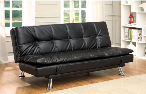 Hauser Contemporary Black/Chrome Futon Sofa