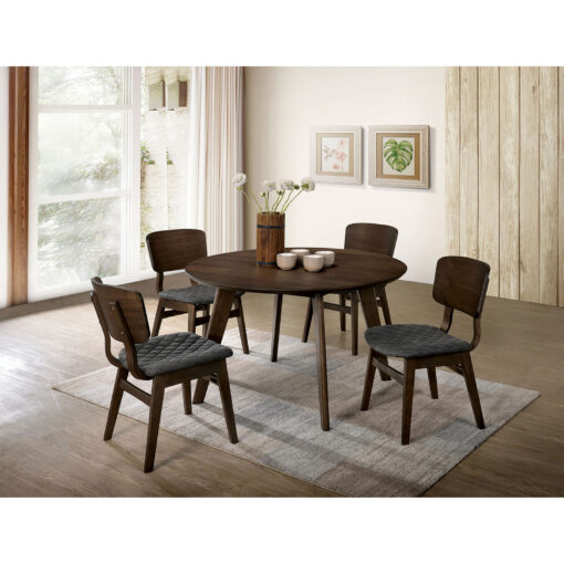 Shayna Mid Century Modern Walnut/Gray 5 Piece Dining Table Set