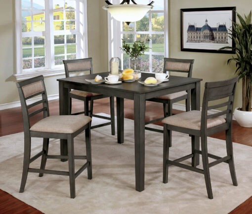 Fafnir Transitional Weathered Gray/Beige 5 Piece Counter Height Table Set