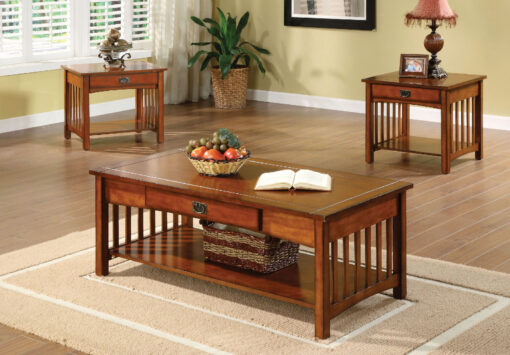 Seville Transitional Antique Oak 3 Piece Table Set (1C+2E)