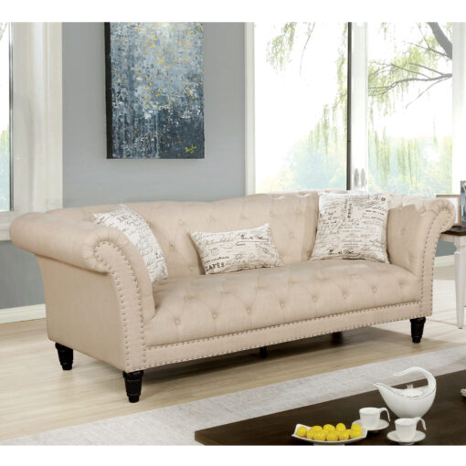 Furniture of America Louella Glam Beige Sofa Collection - Image 4