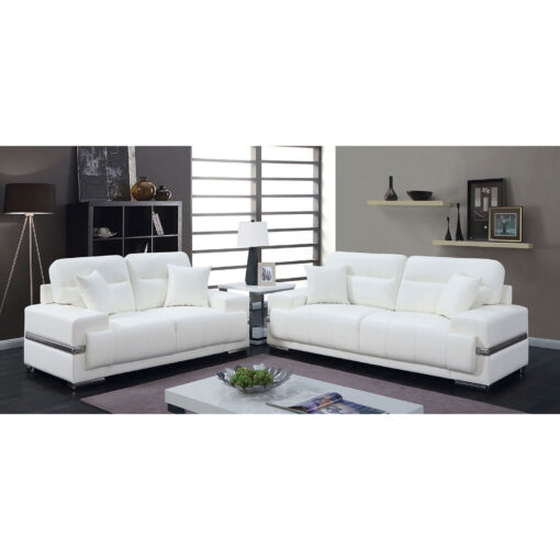 Furniture of America Zibak Contemporary White/Chrome Sofa Collection