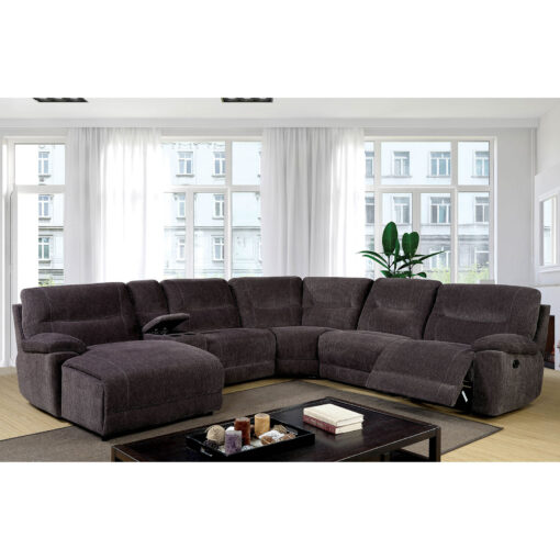 Kemina Contemporary Gray Sectional with Console