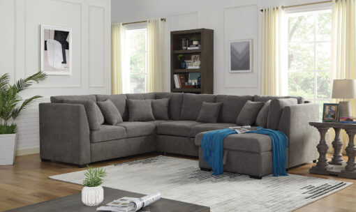 Bethan Transitional Gray Under Chaise Storage Sectional