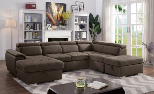 Hugo Contemporary Solid Wood Light Brown Sectional