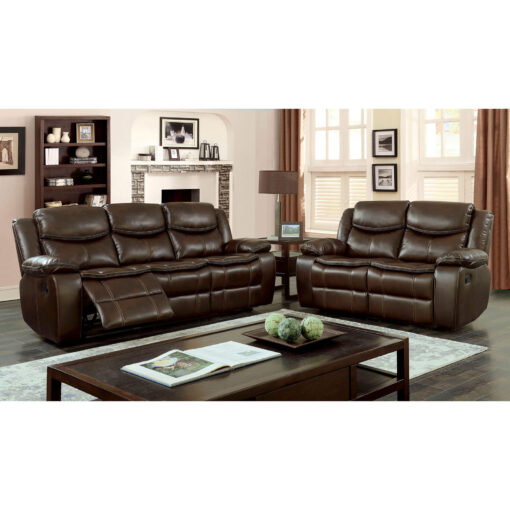 Pollux Transitional Brown Recliners Sofa with Love Seat & Chair