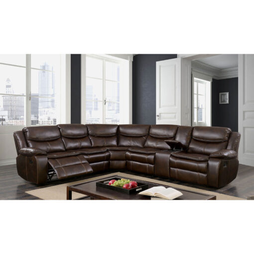 Pollux Transitional Cup Holders & Console Brown Sectional