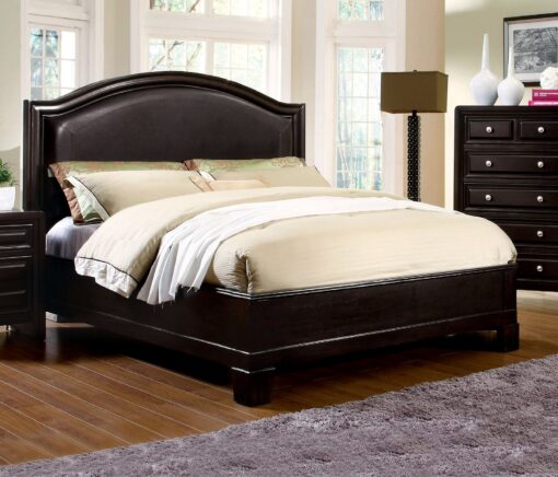 Winsor Transitional Espresso Padded Headboard Bed