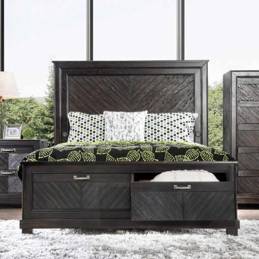 Argyros Transitional Espresso High Panel Headboard Bed