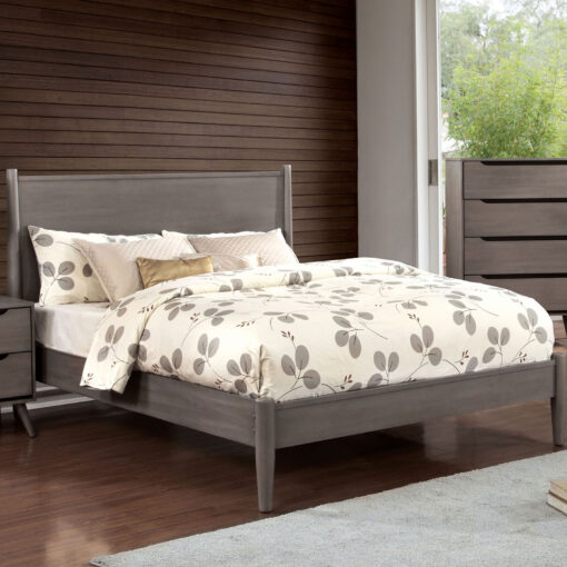 Lennart Mid-Century Modern Solid Wood Gray 4 Piece Full Bedroom Set