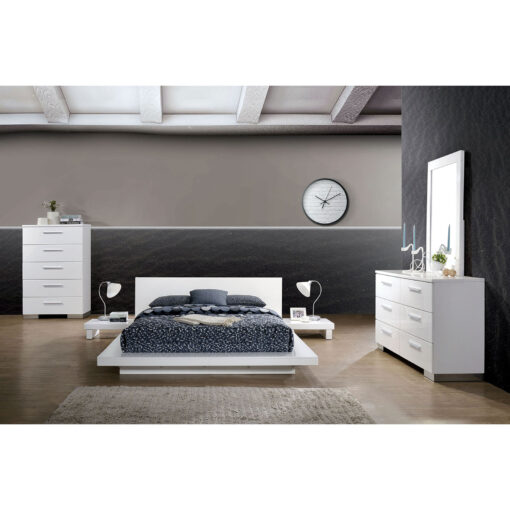 Christie Contemporary White 5 Piece Queen Bedroom Set with Chest