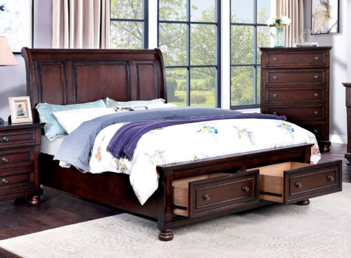 Wells Transitional Solid Wood Ball Bearing Metal Glides Bed