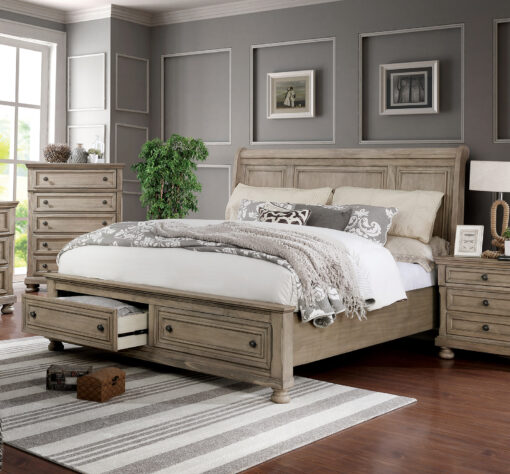 Wells Transitional Solid Wood Ball Bearing Metal Glides Bed - Image 2