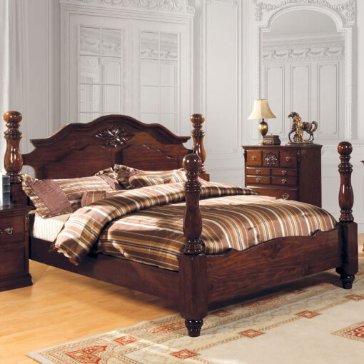 Tuscan Traditional Foundation Required Glossy Dark Pine Bed