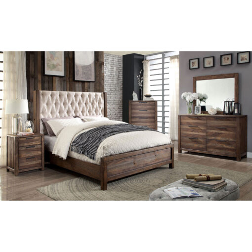 Hutchinson Headboard with Button Tufting 4 Piece Queen Bedroom Set