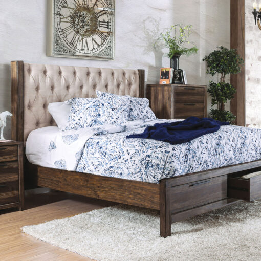 Hutchinson Rustic Solid Wood Rustic Natural Tone/Beige Bed