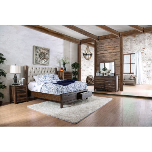 Hutchinson Rustic Natural Tone/Beige 4 Piece Queen Bedroom Set