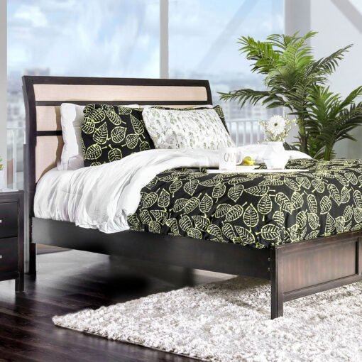 Berenice Transitional Espresso/Beige 5 Piece Queen Bedroom Set with Chest