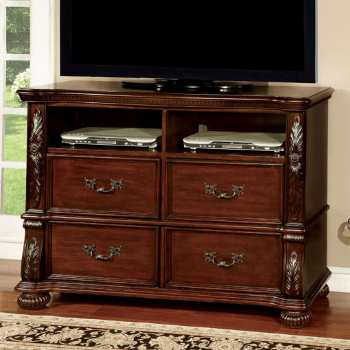 Arthur Traditional Solid Wood Brown Cherry Media Chest