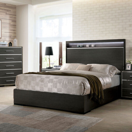 Camryn Contemporary Solid Wood Warm Gray Bed