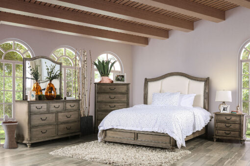 Belgrade Rustic Natural Tone/Ivory 4 Piece Queen Bedroom Set