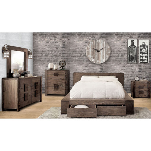 Janeiro Rustic Natural Tone 5 Piece Queen Bedroom Set with 2NS