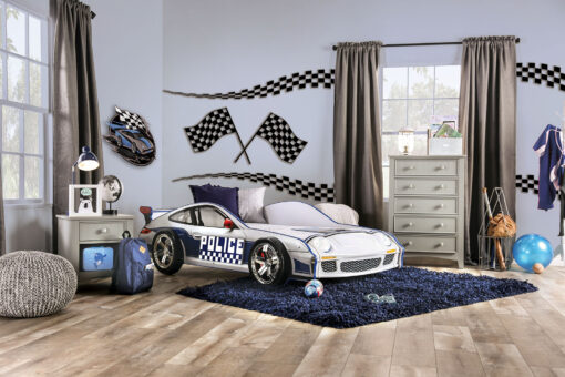 Police Car Novelty Blue/White Twin Bed