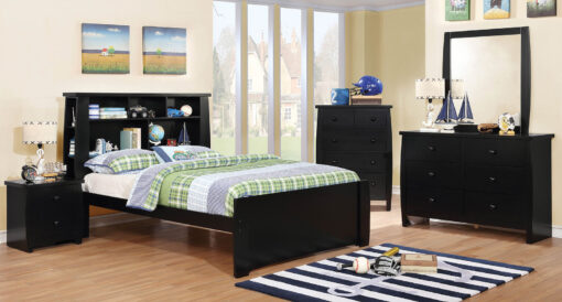 Marlee Transitional Solid Wood Black 4 Piece Full Bedroom Set