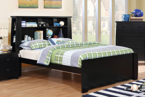 Marlee Transitional Solid Wood Bookcase Headboard Bed