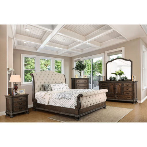 Lysandra Transitional Rustic Natural Tone/Beige 5 Piece Queen Bedroom Set with 2NS