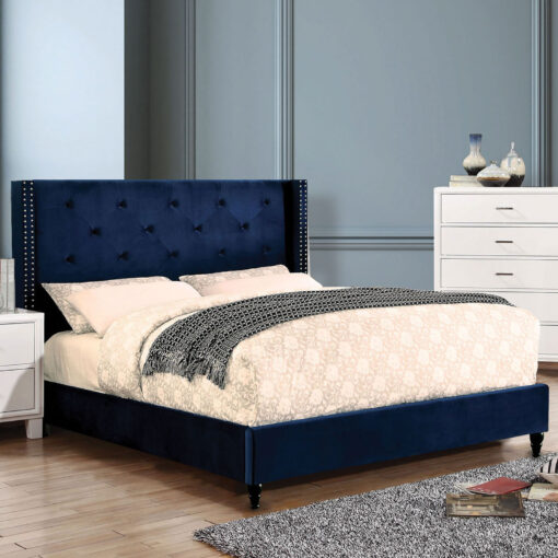 Algol Transitional Navy Fully Upholstered Frame Bed