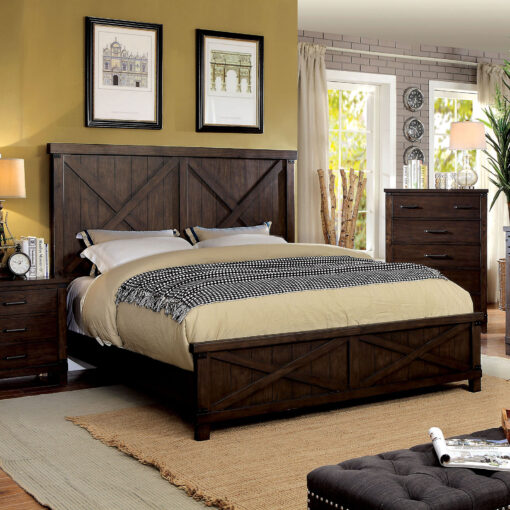 Bianca Rustic Solid Wood Dark Walnut Bed