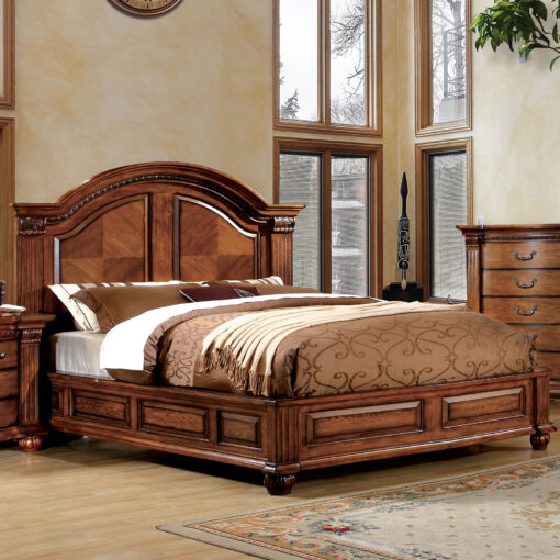 Bellagrand Traditional Solid Wood Antique Tobacco Oak Bed