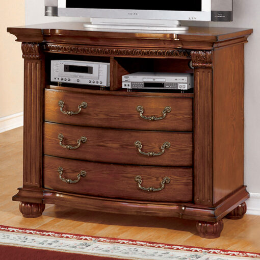 Bellagrand Traditional Antique Tobacco Oak Media Chest