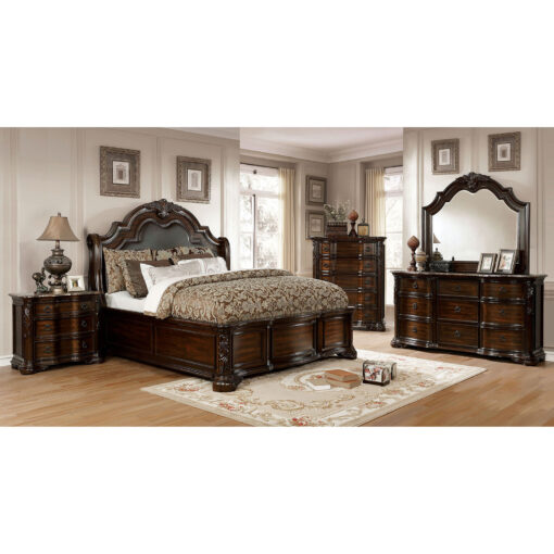 Niketas Traditional Brown Cherry/Espresso 5 Piece Queen Bedroom Set with Chest